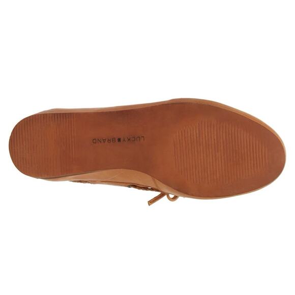 NWT Lucky Brand Tirani Boat Shoe Tan Brown Leather Flat 9 - Picture 5 of 5